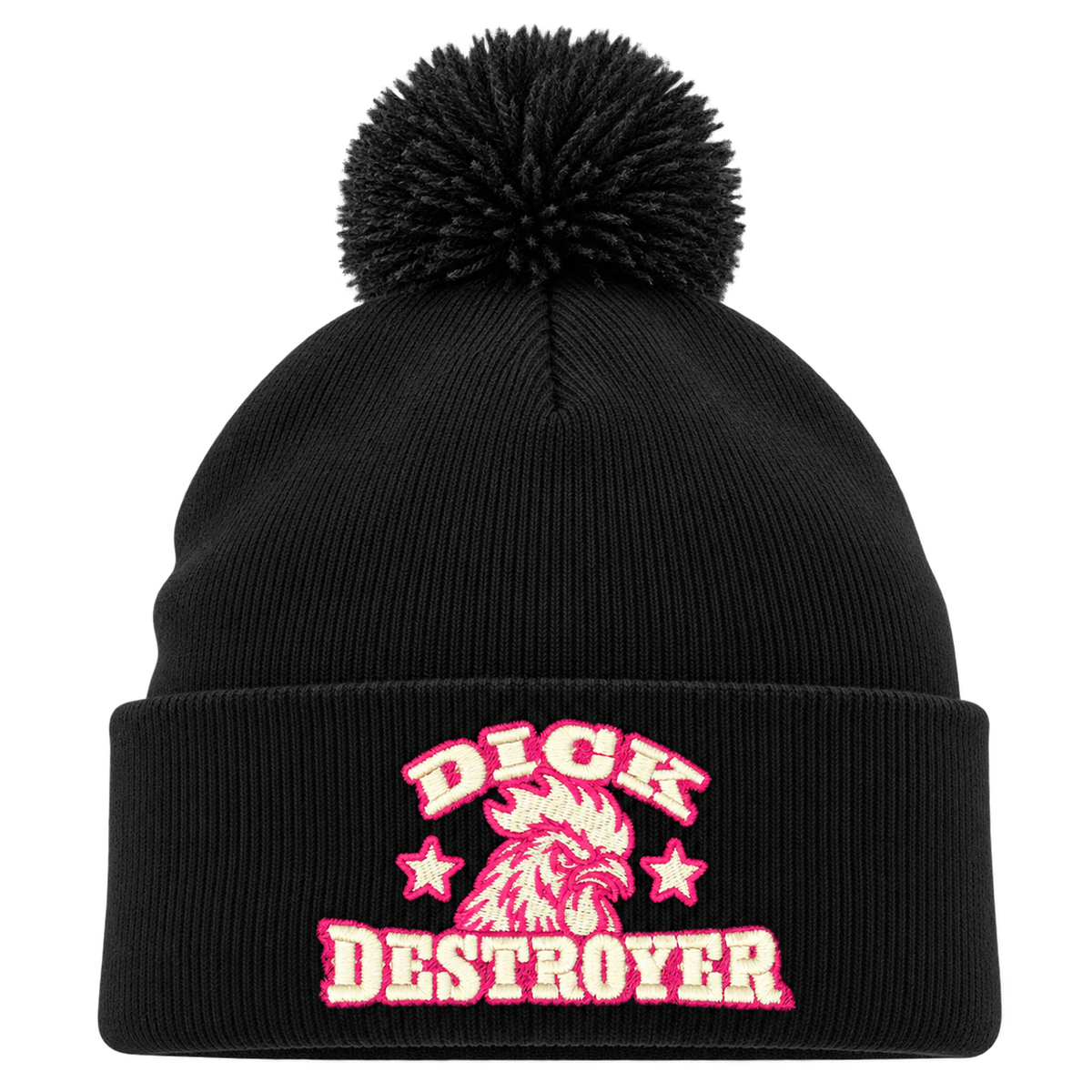 Dick Destroyer henkilön päässä, lähikuva