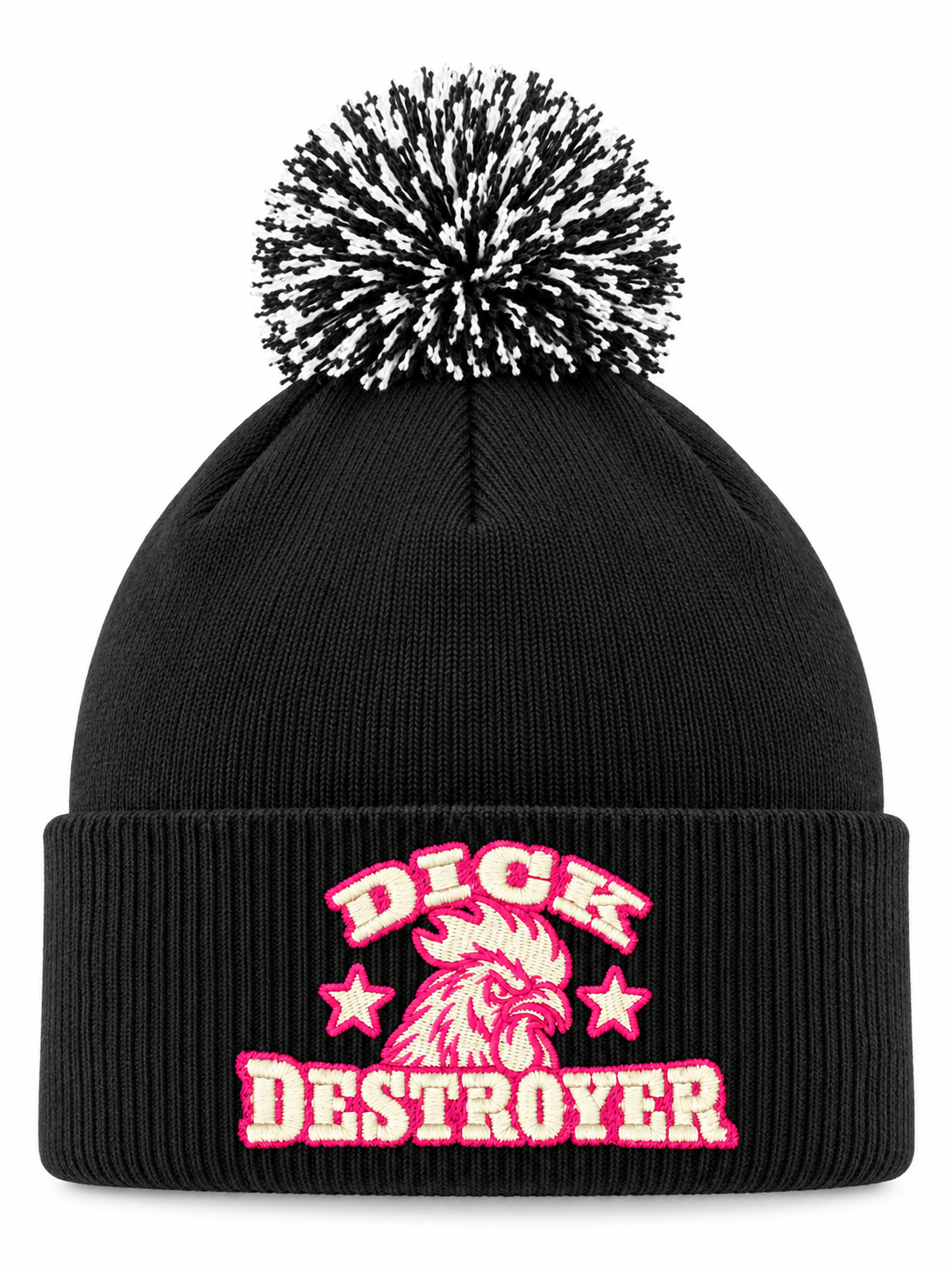 Dick Destroyer henkilön päässä, lähikuva