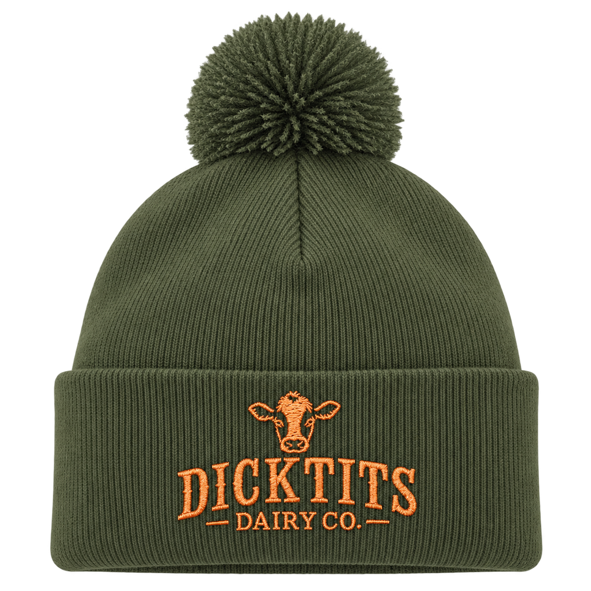 Dicktits Dairy Co. henkilön päässä, lähikuva