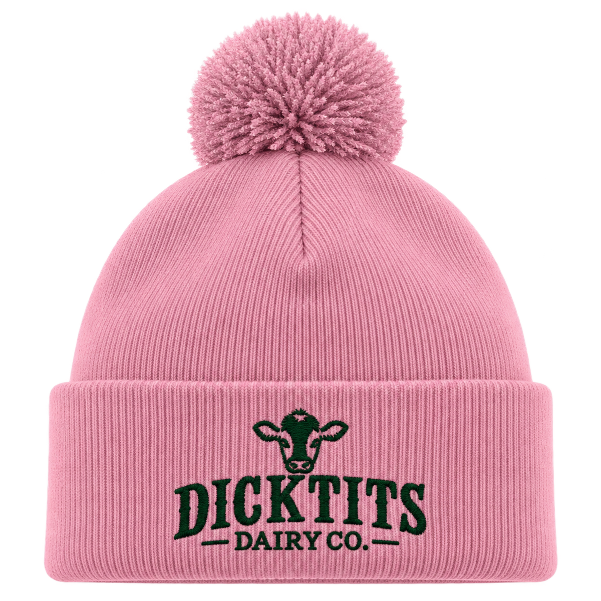 Dicktits Dairy Co. henkilön päässä, lähikuva