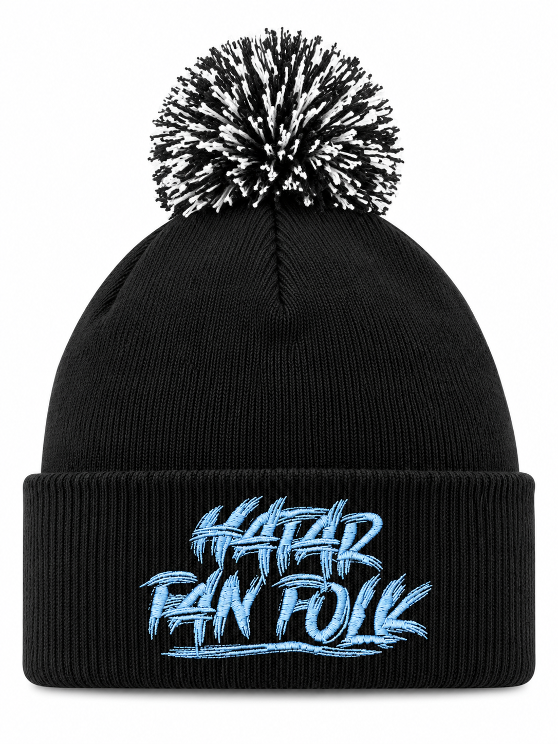Hatar fan folk henkilön päässä, lähikuva