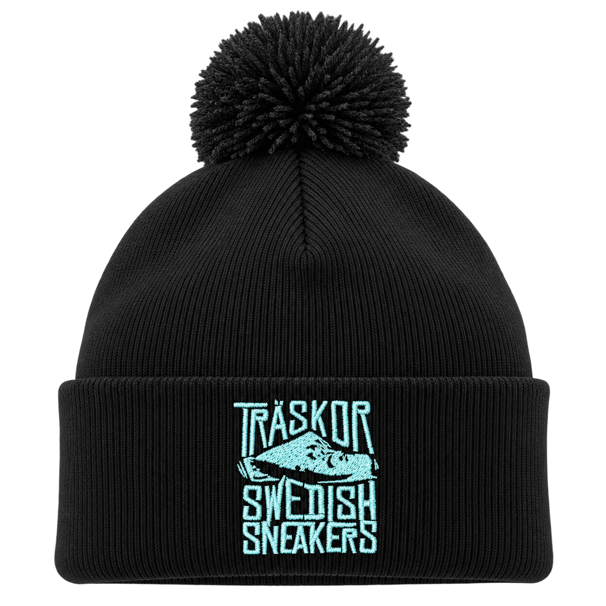 Träskor Swedish Sneakers henkilön päässä, lähikuva