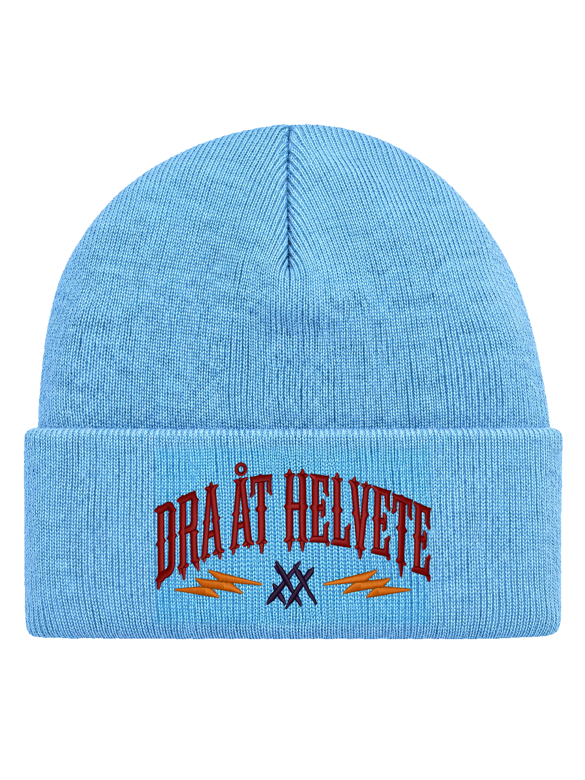 DAH FRONT HCB-BBL-DAH | Dra åt helvete – Baby Blue Hatitude Cuffed Beanie | 10.5x5.56cm