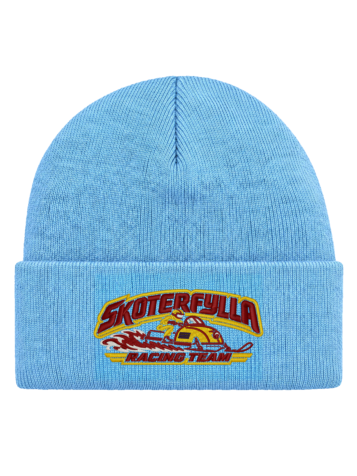 SRT FRONT HCB-BBL-SRT | Skoterfylla Racing Team – Baby Blue Hatitude Cuffed Beanie | 10.56x4.70cm