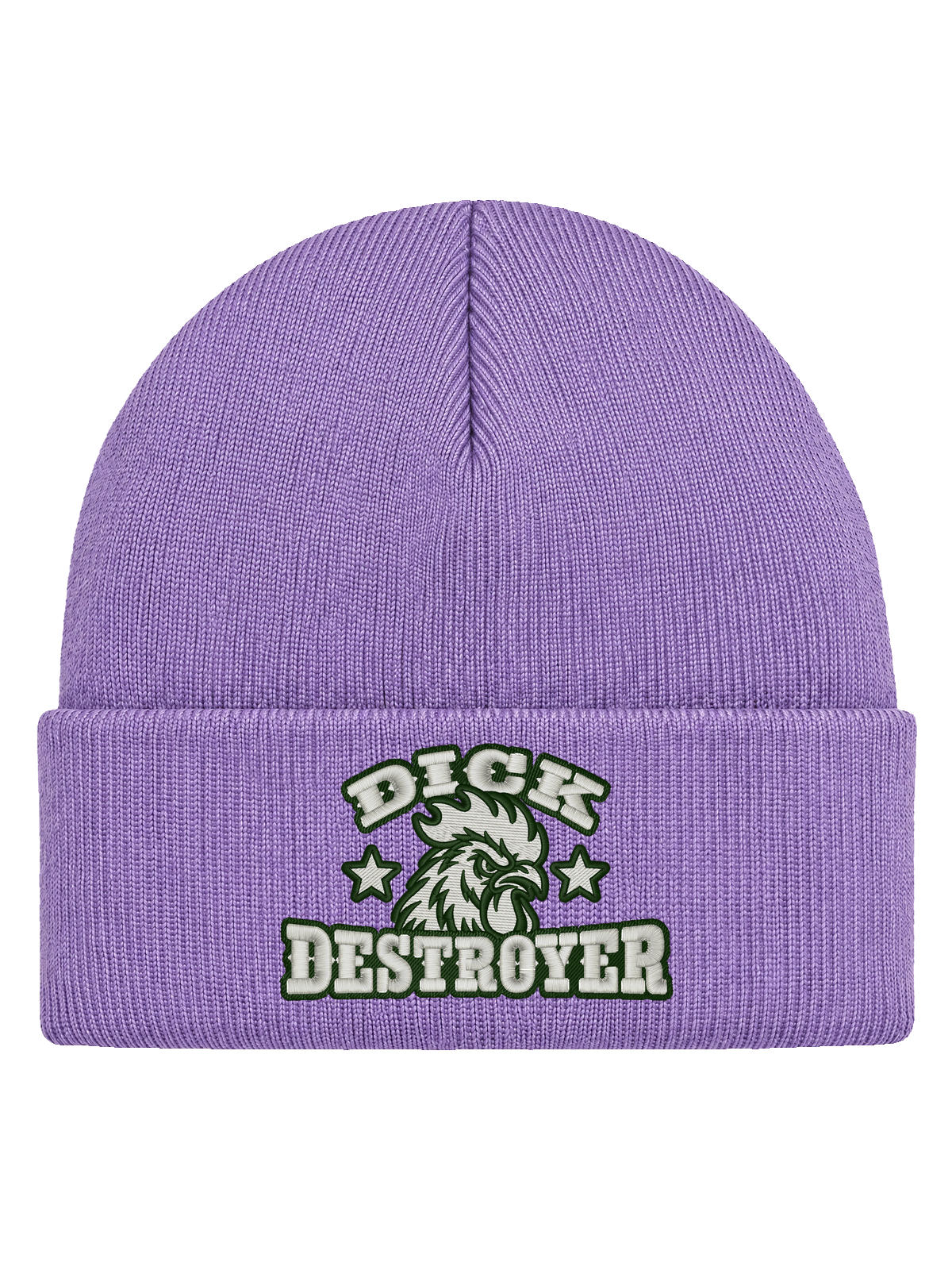DD FRONT HCB-LAV-DD – Hatitude Cuffed Beanie Lavendel – produktbild med originalbrodyr
