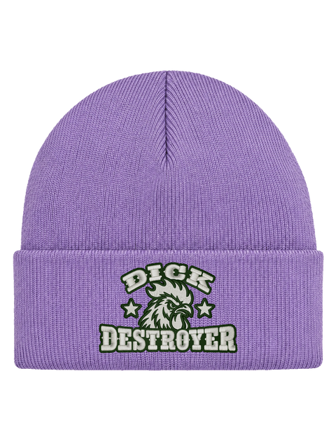 DD FRONT HCB-LAV-DD – Hatitude Cuffed Beanie Lavendel – produktbild med originalbrodyr
