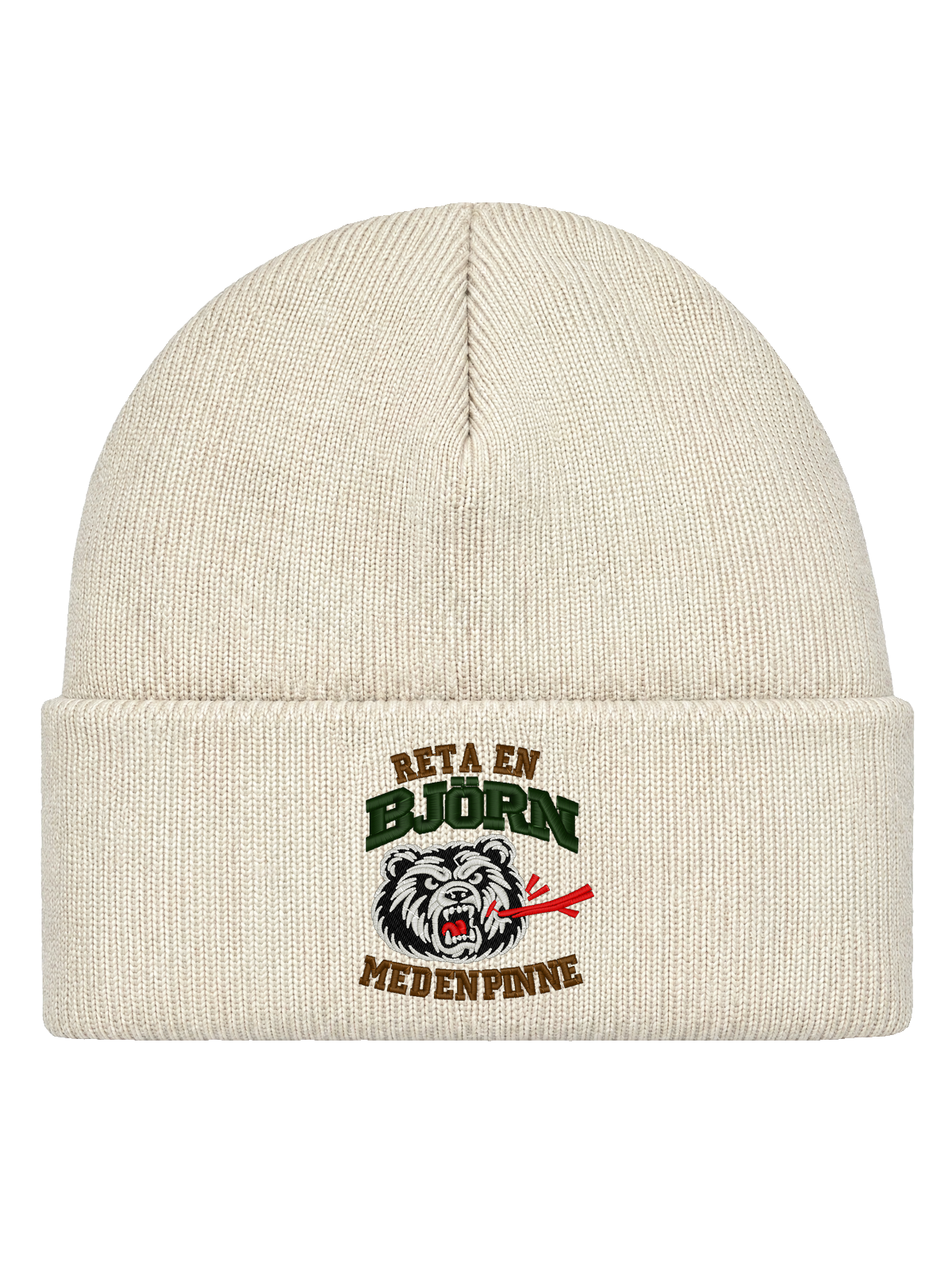 Reta en björn med en pinne – Hatitude Cuffed Beanie – Offwhite – produktbild