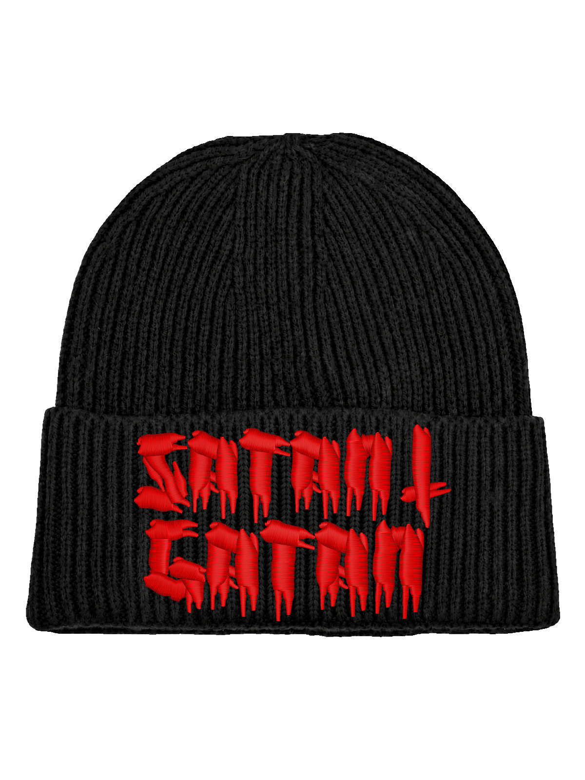 Satan i gatan – Hatitude Oversized Cuffed Beanie – Svart – produktbild