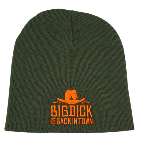 Big Dick Is Back In Town – Olivgrön Hatitude Beanie utan uppvik, produktmockup