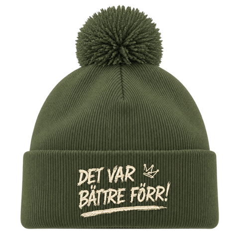 Det var bättre förr! – Mossgrön Pom Pom Beanie
