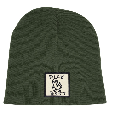 Dick Butt – Olivgrön Hatitude Beanie utan uppvik, produktmockup