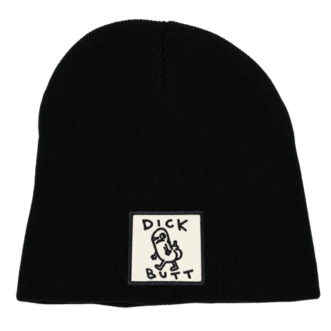 Dick Butt – Svart Hatitude Beanie utan uppvik, produktmockup