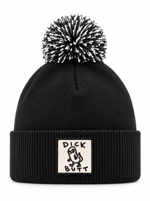 Dick Butt – Svart Pom Pom Beanie