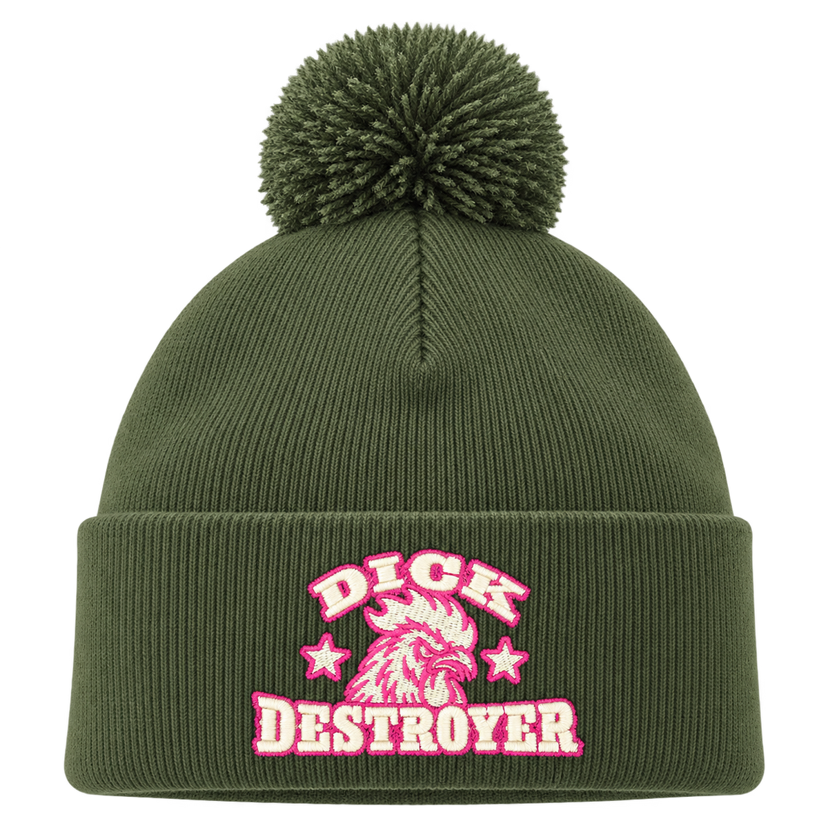 Dick Destroyer henkilön päässä, lähikuva