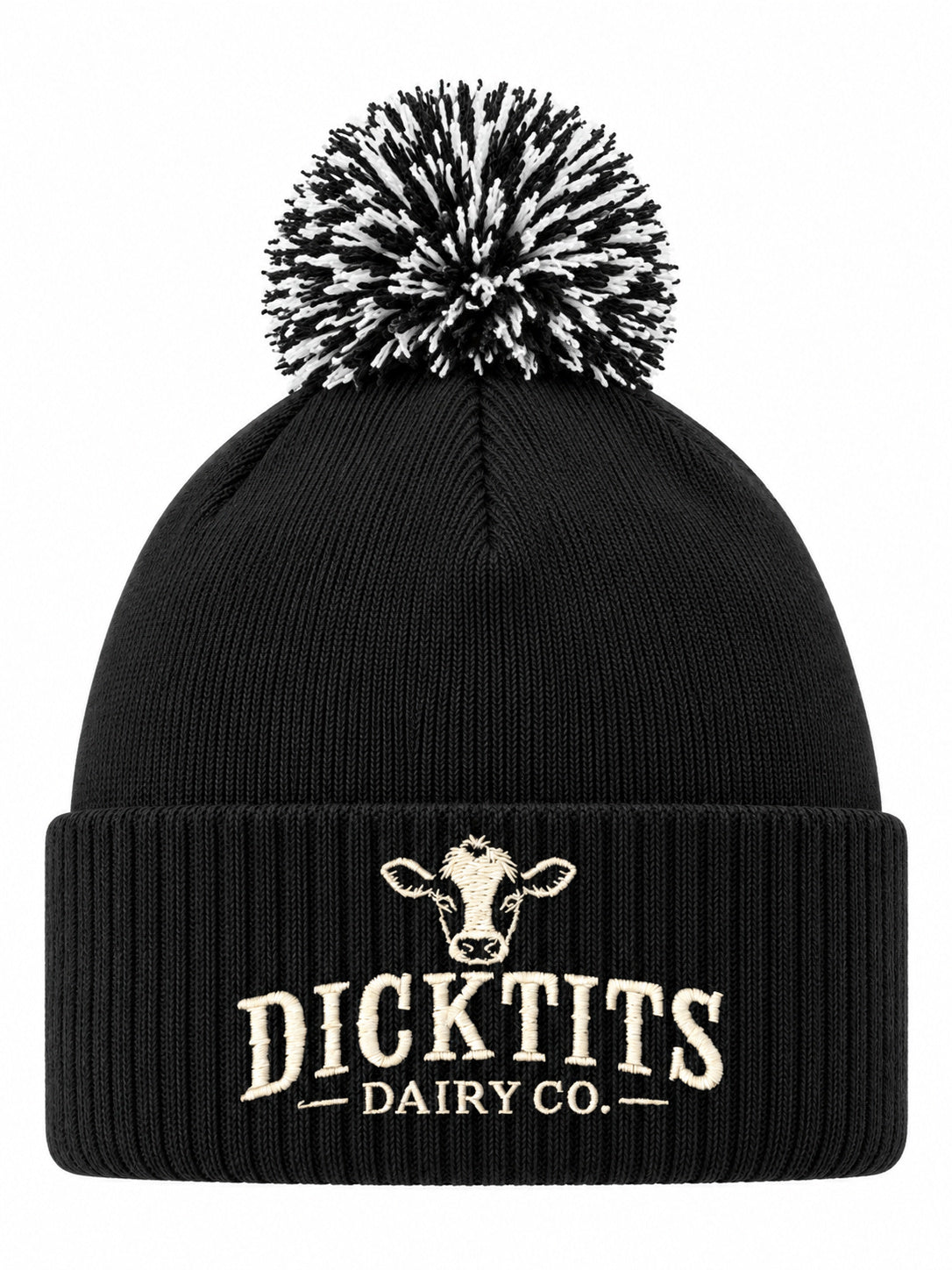 Dicktits Dairy Co. henkilön päässä, lähikuva