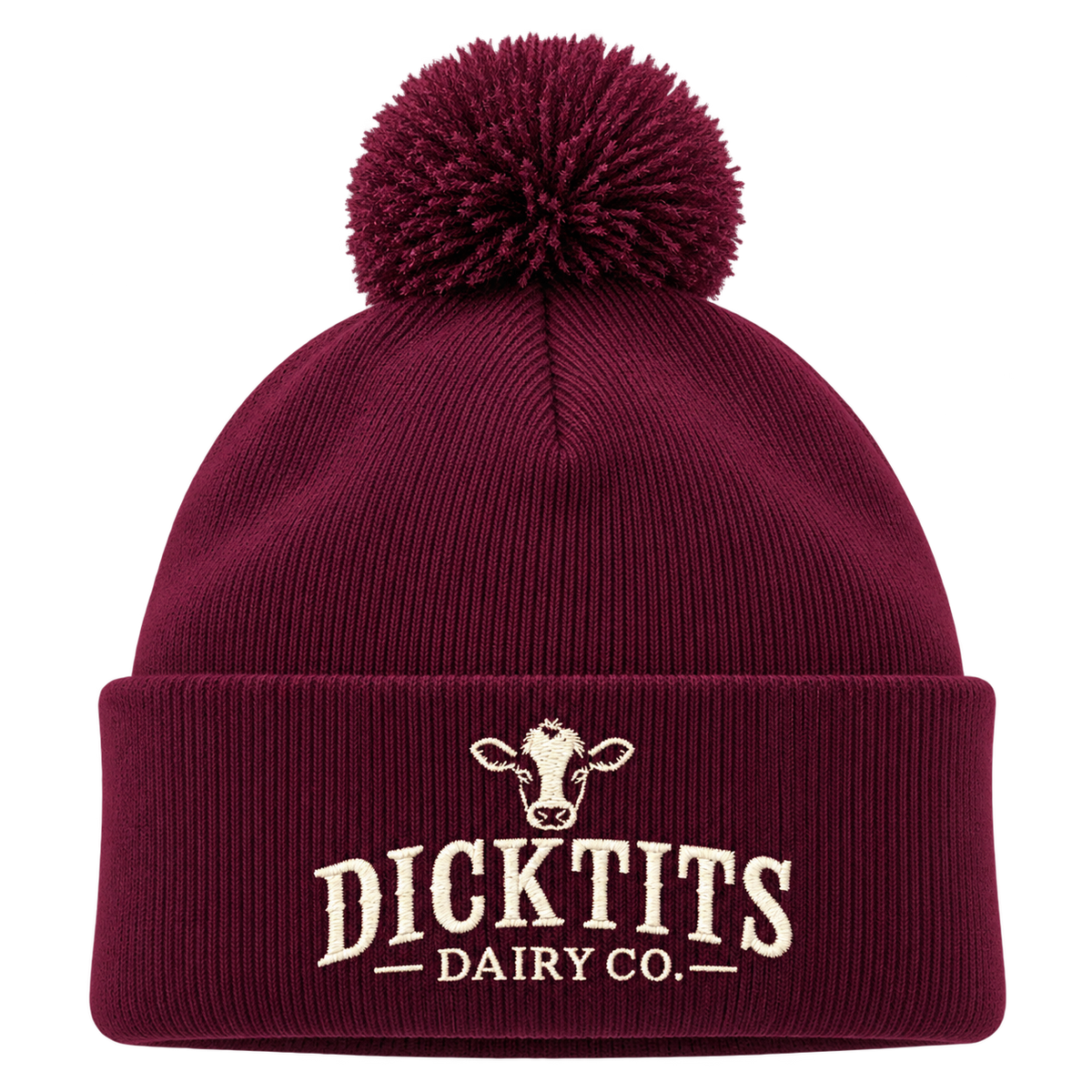 Dicktits Dairy Co. henkilön päässä, lähikuva