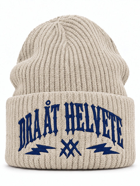 Dra åt helvete – Hatitude Oversized Cuffed Beanie Havre, brodyr framifrån