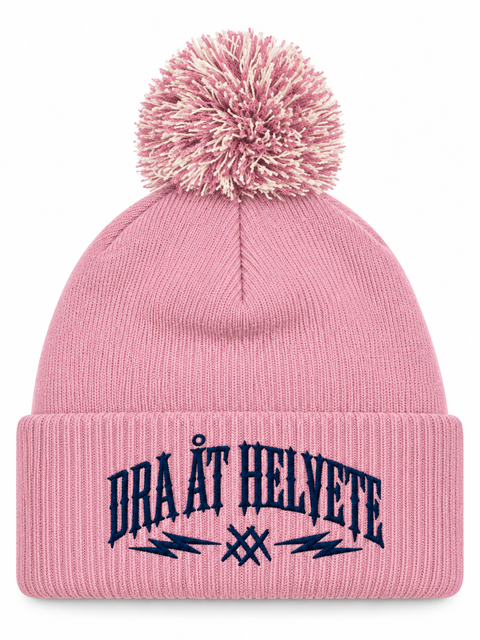 Dra åt helvete – Rosa Pom Pom Beanie