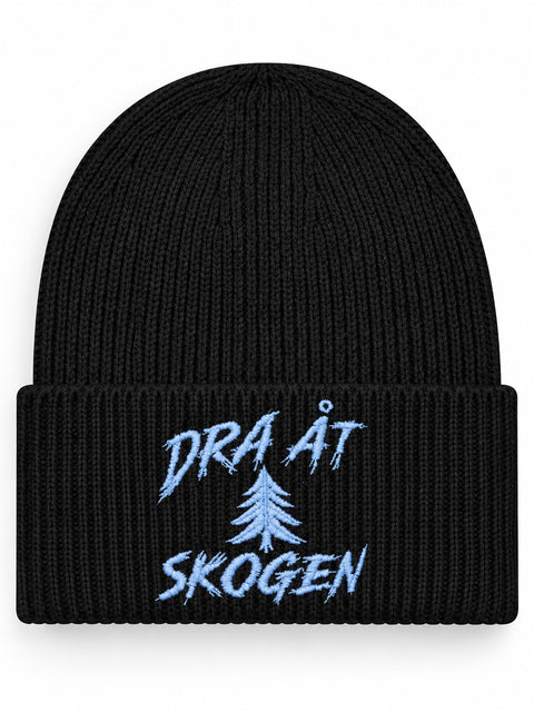 Dra åt skogen – Hatitude Oversized Cuffed Beanie Svart, brodyr framifrån