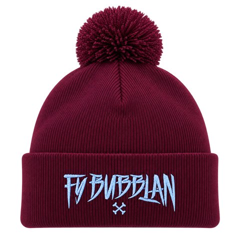 Fy bubblan – Vinröd Pom Pom Beanie
