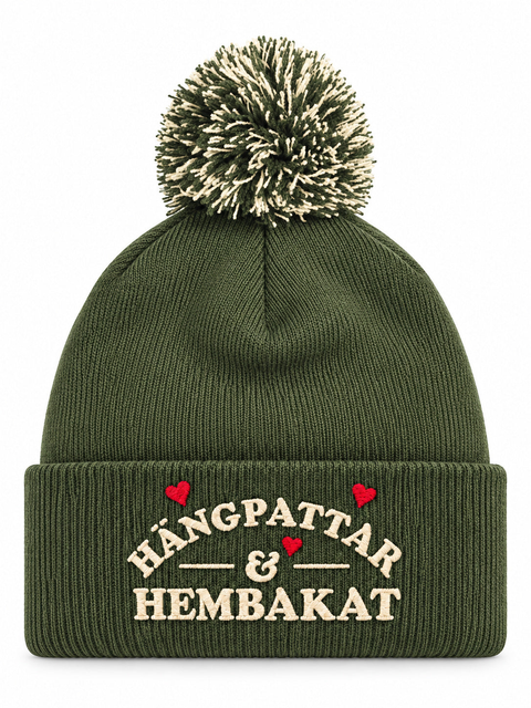 Hängpattar & Hembakat – Mossgrön Pom Pom Beanie