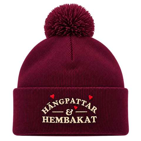 Hängpattar & Hembakat – Vinröd Pom Pom Beanie
