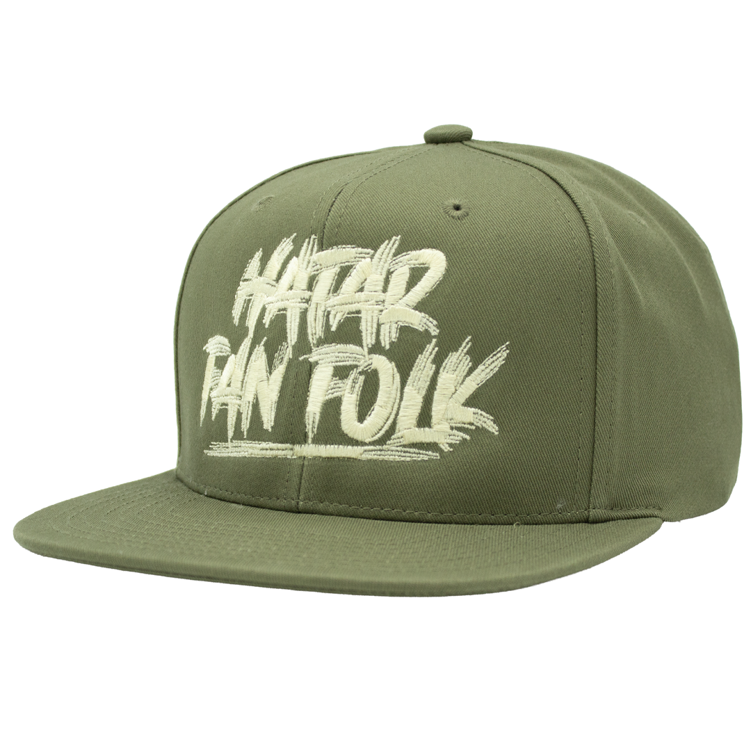 Hatar fan folk olivgrön Mitchell & Ness snapback sedd från vänster