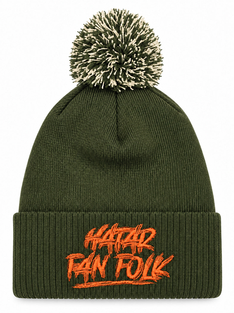 Hatar fan folk – Mossgrön Pom Pom Beanie