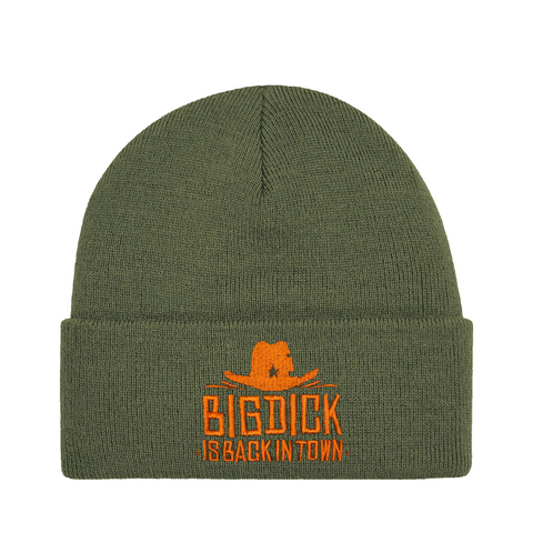 Big Dick Is Back In Town – Cuffed Beanie – produktbild på vit bakgrund