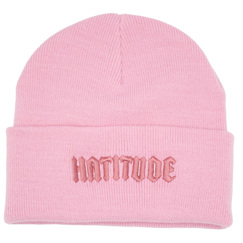 Hatitude rosa mössa med rosa HATITUDE-brodyr fram