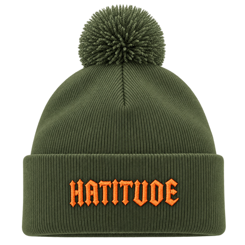 Hatitude – Mossgrön Pom Pom Beanie