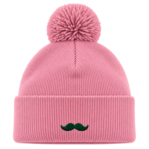 Hatitude Pom Pom Beanie – Rosa, brodyr på baksidan