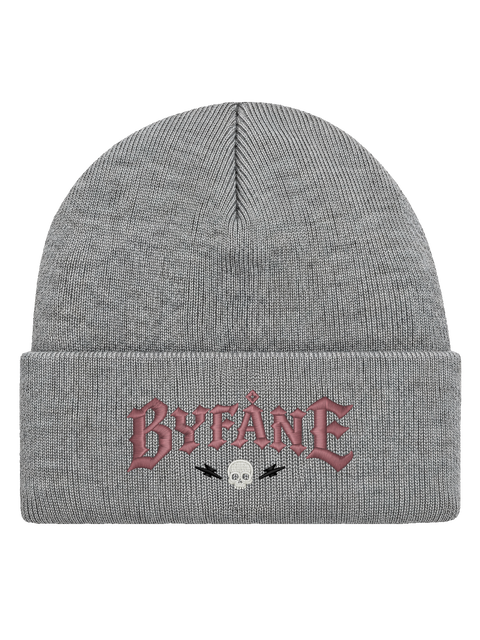 Byfåne, Heather Grey, Hatitude Cuffed Beanie, HCB-HGR-BYF. Transparent produktbild. Brodyr 10,5 × 4,63 cm.