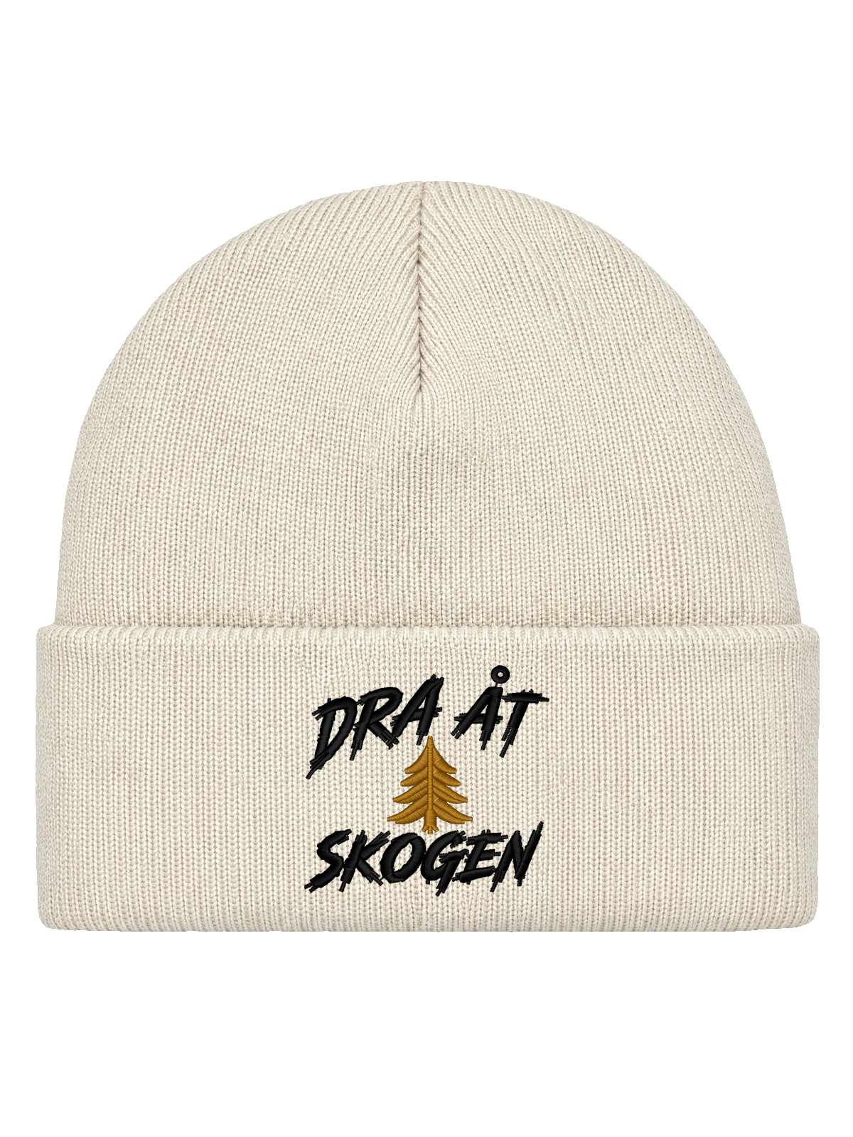 Dra åt skogen, Offwhite, HCB-OFW-DAS. Transparent produktbild. Brodyr 6 cm hög, cirka 6,35 cm bred.