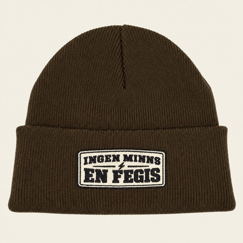 Ingen minns en fegis – Brun Cuffed Beanie