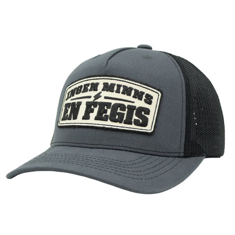 Ingen minns en fegis Apex Trucker Split grå svart sedd från vänster
