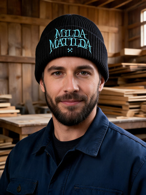 Milda Matilda – Hatitude Oversized Cuffed Beanie Svart, på modell