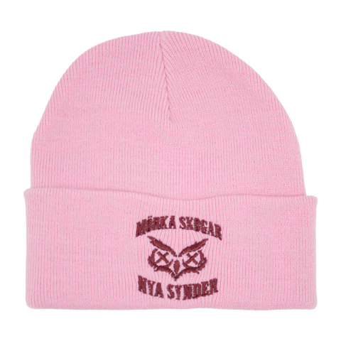 Mörka skogar, nya synder mössa i rosa med vinröd brodyr