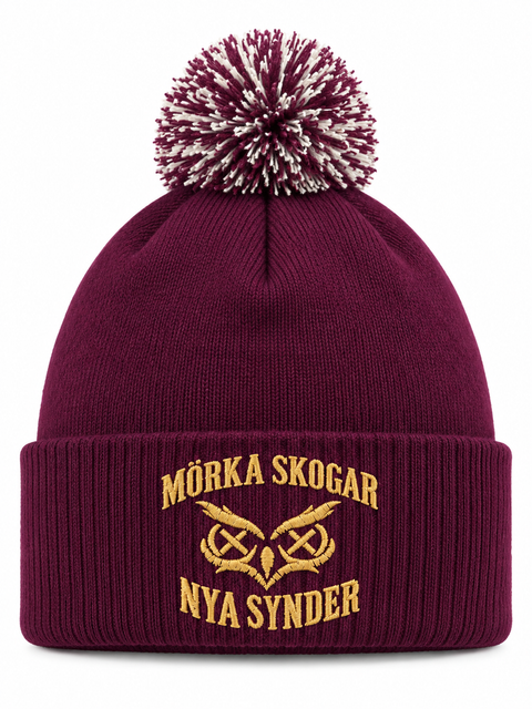 Mörka skogar, nya synder – Vinröd Pom Pom Beanie