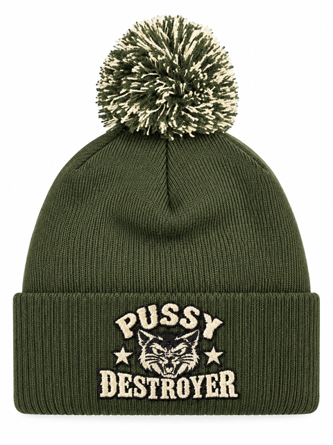 Pussy Destroyer – Mossgrön Pom Pom Beanie