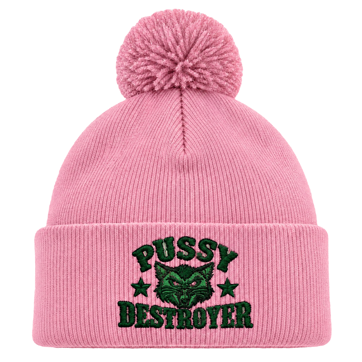 Pussy Destroyer henkilön päässä, lähikuva