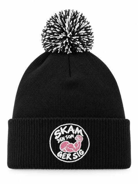 Skam den som ger sig – Svart Pom Pom Beanie