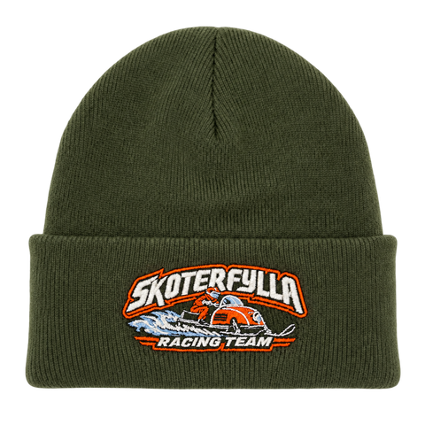 Skoterfylla Racing Team – Olivgrön Cuffed Beanie – utan bottenfyllning