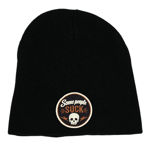 Some People Suck – Svart Hatitude Beanie utan uppvik, produktmockup