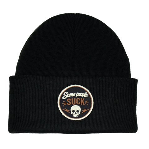 Svart Some People Suck-mössa med svart, brun och offwhite twillpatch