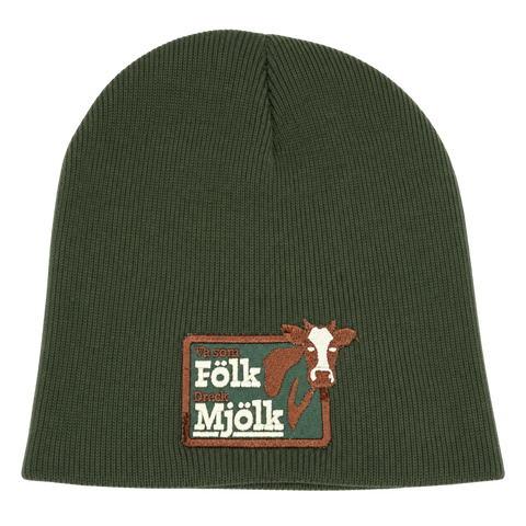 Va som Fölk Dreck Mjölk – Olivgrön Hatitude Beanie utan uppvik, produktmockup